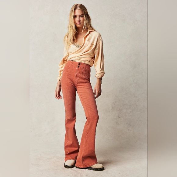Free People We The Free Jayde Flare Jeans Women's 29 Apricot Brandy - Picture 5 of 7